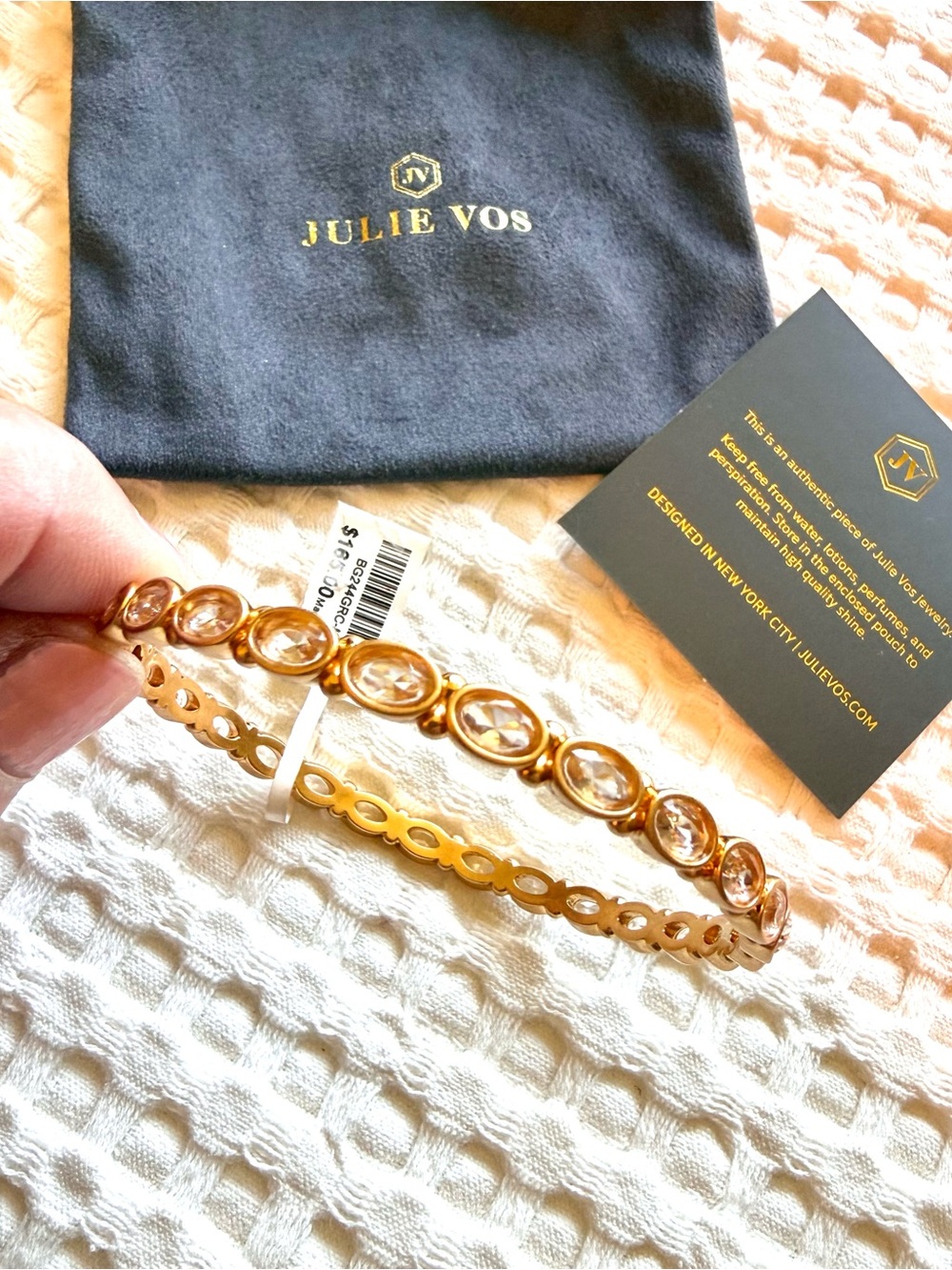 Julie Vos Gold Crystal Oval Mykonos Link Bracelet-Medium